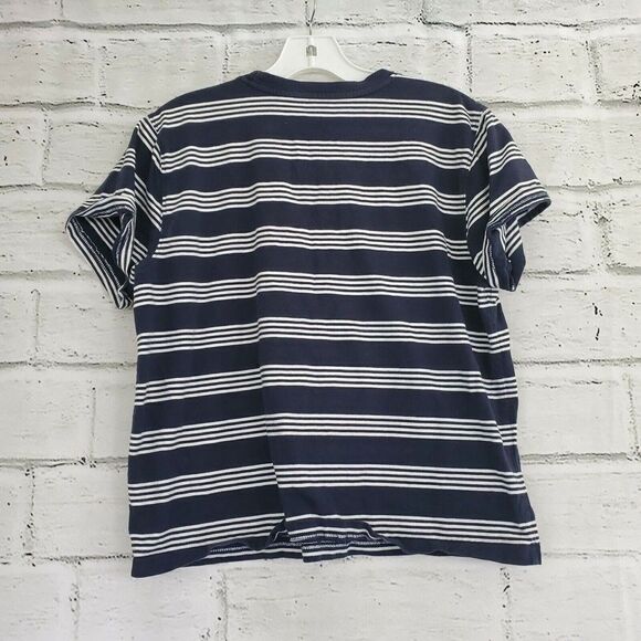 LL Bean Blue White Striped Short Sleeve Tee Shirt Boys Size Medium - Picture 3 of 5